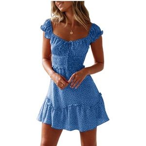 Ruffle Sleeve Sweetheart Neckline Mini Dress